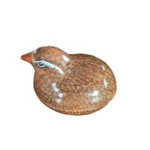 Vintage Ceramic Quail Trinket Dish W/ Lid